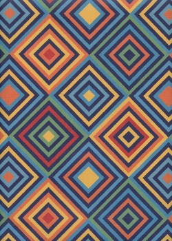 Géométrique ambiance orange et bleu (68,5x98)