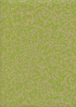 Arabesques vert anis fond beige (50x70)