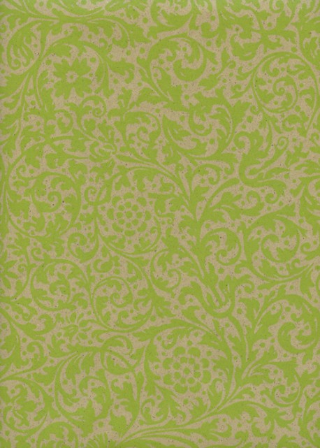 Arabesques vert anis fond beige (50x70)