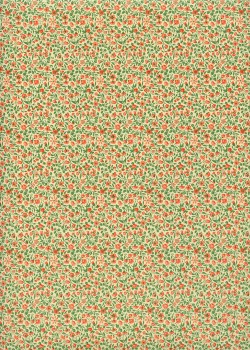 "Liberty" mini fleurs corail et vert fond crème (50x70)