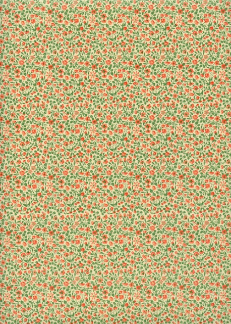 "Liberty" mini fleurs corail et vert fond crème (50x70)