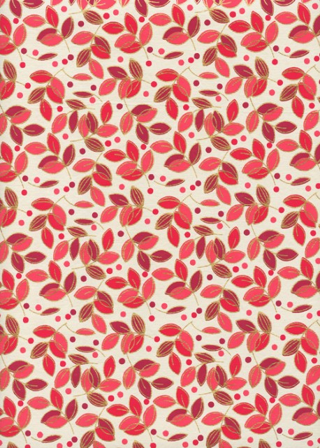 Les petites feuilles ambiance rouge et or (50x70)