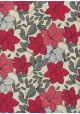 Floral rouge et gris fond lin (50x70)