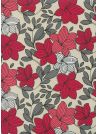 Floral rouge et gris fond lin (50x70)
