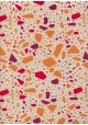 Mosaique orange rouge et or sur fond lin (50x70)