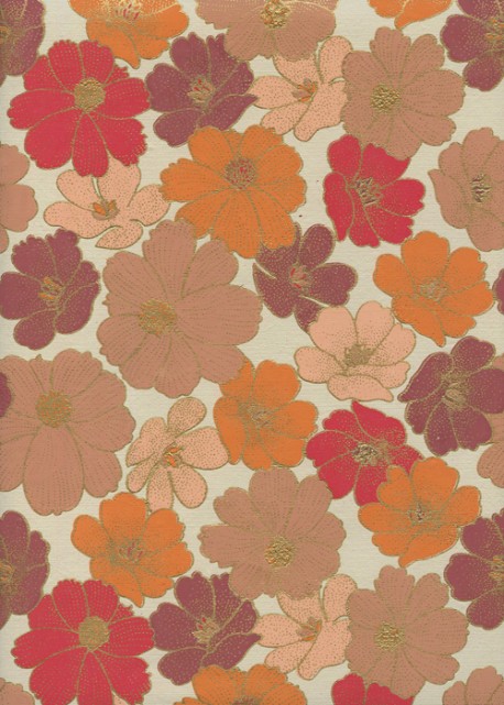 Fleurs d'automne tons orange rouge et or (50x70)