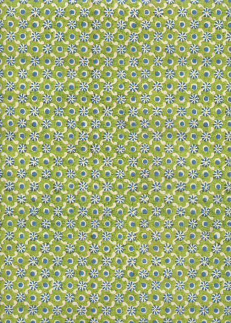 Petites fleurs bleues fond vert anis (70x100)