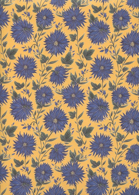 Fleurs bleues sur fond jaune (50x70)