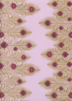 Plumes de paon or sur fond rose (50x70)