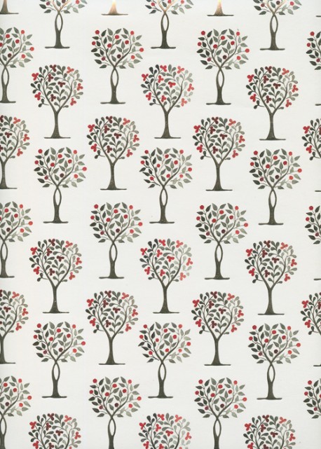 Les arbres à fleurs rouges réhaussé argent (50x70)