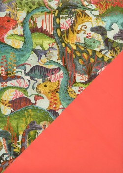 Recto verso "Les dinosaures colorés/ uni rouge" (50x70)