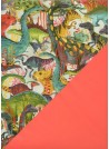 Recto verso "Les dinosaures colorés/ uni rouge" (50x70)