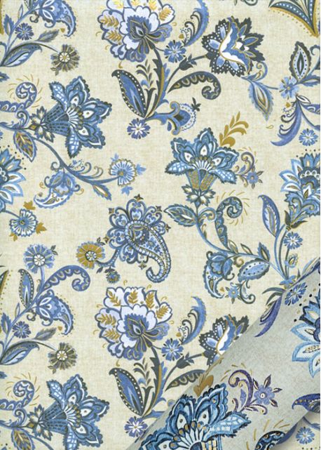Cachemire bleu réhaussé or (50x70)