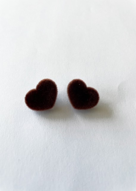 Bouton coeur effet velours brun lot de 2
