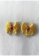 Décoration noeud jaune coeur fushia x2