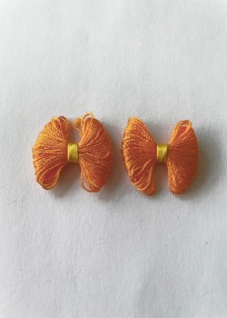 Décoration noeud orange coeur jaune x2