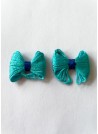 Décoration noeud turquoise coeur électrique x2