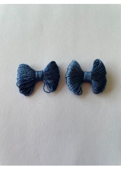 Décoration noeud unicolore bleu moyen x2