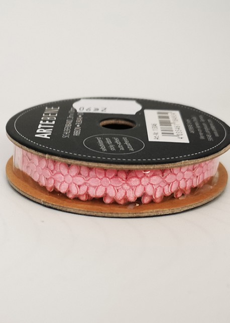 Ruban décoratif pois blanc fond rose (L:2m / l:1cm)