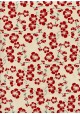 Papier lokta petites fleurs de cerisier rouges fond ivoire (50x75)