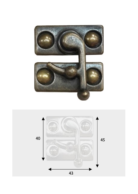 Fermoir à levier bronze base rectangulaire (43x45mm)