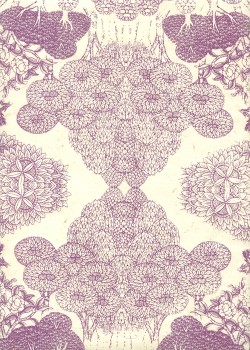 Papier lokta retour des Indes violet fond naturel (50x75)