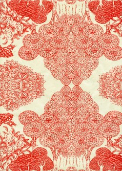 Papier lokta retour des Indes rouge fond naturel (50x75)