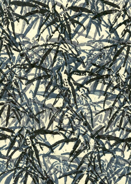 Papier lokta forêt de bambous ambiance gris bleu (50x75)