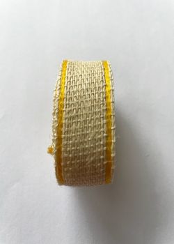 Ruban décoratif toilé beige bords jaunes (L:2m / l:2.5cm)