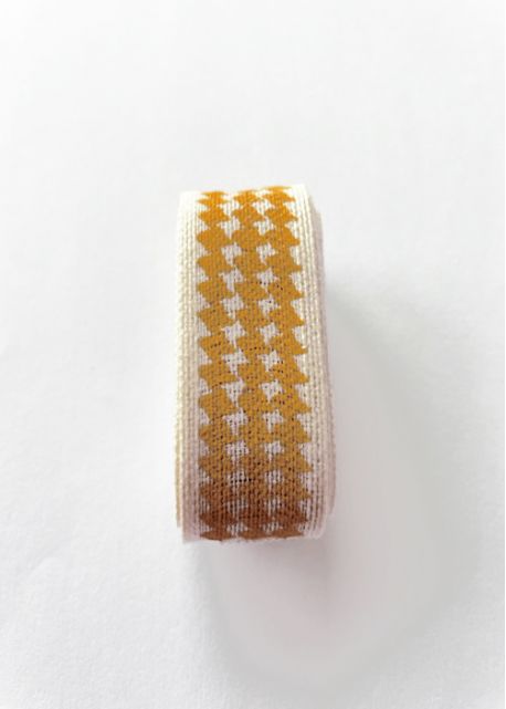 Ruban décoratif moutarde fond beige (L:2m / l:2.8cm)