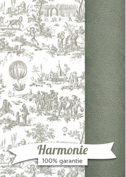 HARMONIE DUO Toile de jouy montgolfière gris pâle