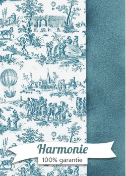 HARMONIE DUO Toile de jouy montgolfière bleu pompadour