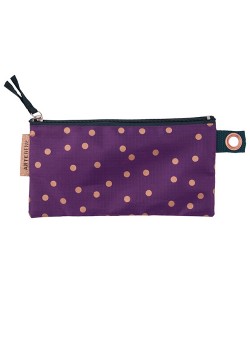 Trousse de rangement violette à pois dorés (22x11)