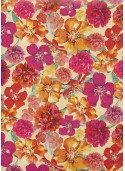 La floraison ambiance orange et rose fond beige (68x98)