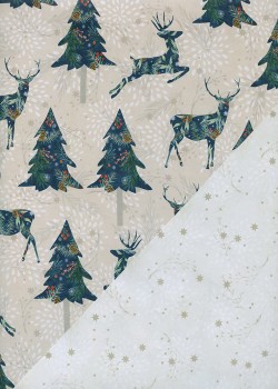 Recto verso "sapins et rennes / étoiles et feuilles" (68x98)