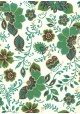 "Papier de coton" Floralies émeraude et vert fond ivoire (55x76)