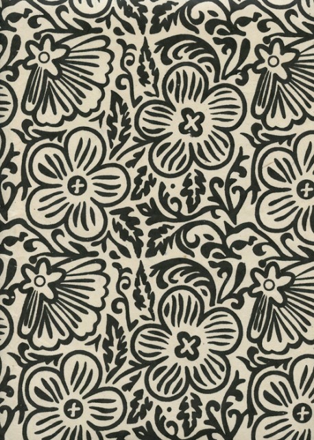 Lokta "Flower" noir fond naturel (50x70)