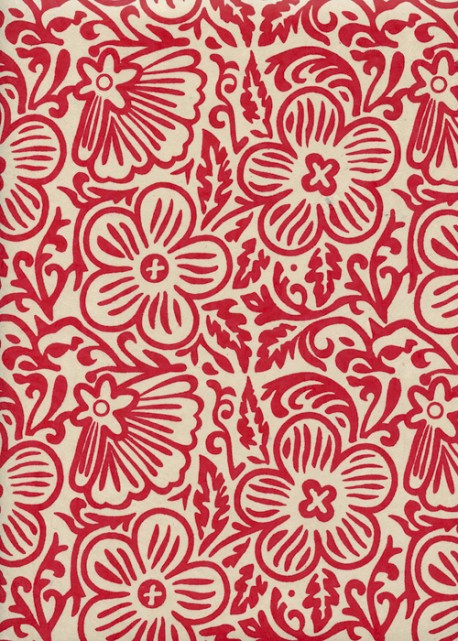 Lokta "Flower" rouge fond naturel (50x70)