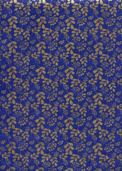 Papier lokta feuillage or fond bleu électrique (50x75)