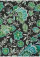 "Papier de coton" Floralies émeraude et vert fond noir (55x76)
