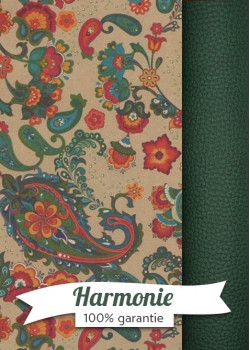 HARMONIE DUO Cachemire tons vert et orange fond beige