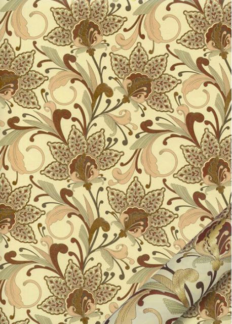 Floral tons bruns et or (50x68)