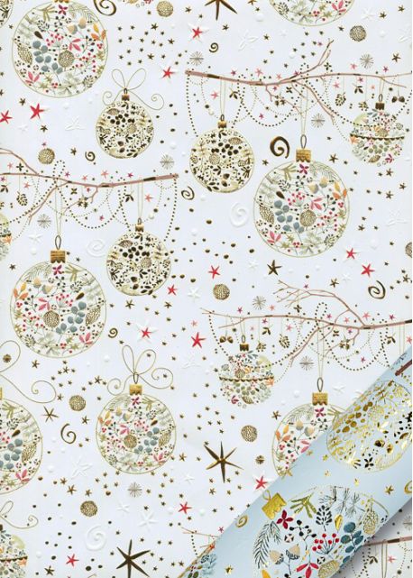 Papier Turnowsky les boules de Noël réhaussé or (50x70)