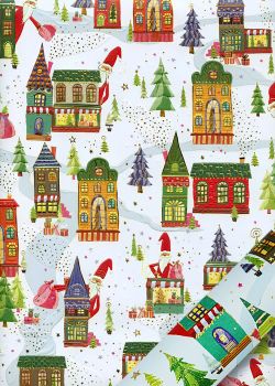 Papier Turnowsky les maisons de Noël réhaussé or (50x70)