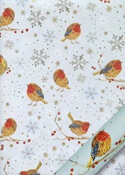 Papier Turnowsky les oiseaux de Noël réhaussé or (50x70)