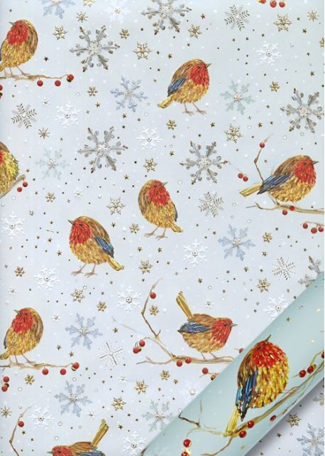 Papier Turnowsky les oiseaux de Noël réhaussé or (50x70)