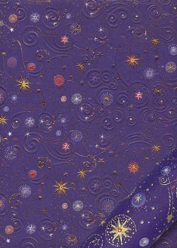 Papier Turnowsky les arabesques de Noël fond bleu réhaussé or (50x70)