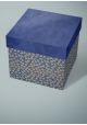 Papier lokta petites fleurs or sur fond bleu (50x75)
