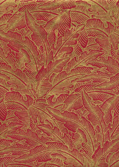 Papier lokta verdure or fond rouge (50x75)
