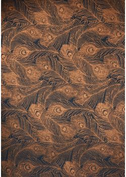 "Plumes de paon" bleu marine et cuivre (50x70)